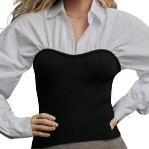 Anthropologie Black and White Twofer Blouse & Sweater